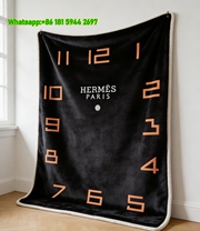 Hermès Paris Minimalist Clock Face Flannel Throw Blanket IMG_5044